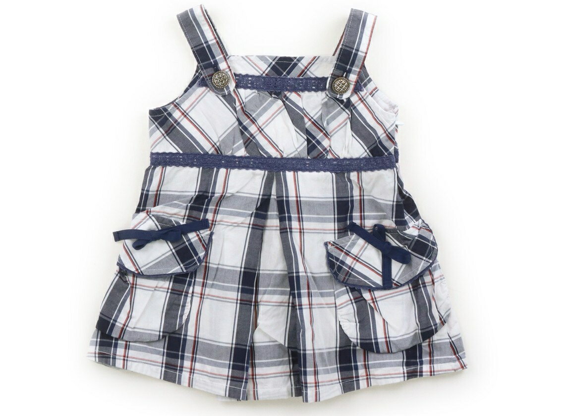 コムサデモード COMME CA DU MODE シャツ・ブラウス 95 女の子 格子柄　白　ネイビー 子供服 ベビー服 キッズ アウトレット ユーズド 【中古】キッズ・ベビー・マタニティ