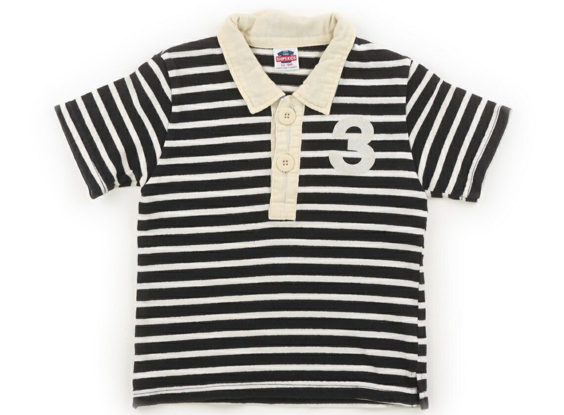 Polo衫 - シップス SHIPS ポロシャツ 100 男の子 ボーダー、白黒　数字プリント 子供服 ベビー服 キッズ アウトレット ユーズド 【中古】キッズ・ベビー・マタニティ