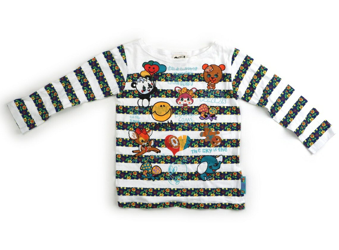 グラグラ Grand Ground Tシャツ・カットソー 130 女の子 白紺ボーダー・緑・動物・英字 子供服 ベビー服 キッズ アウトレット ユーズド 【中古】キッズ・ベビー・マタニティ