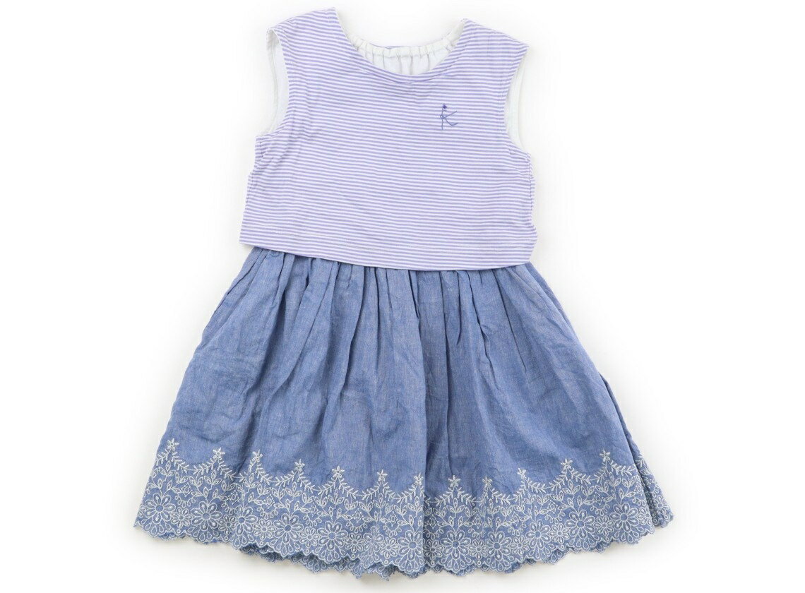 組曲 Kumikyoku ワンピース 110 女の子 青、ボーダー柄 子供服 ベビー服 キッズ アウトレット ユーズド 【中古】キッズ・ベビー・マタニティ