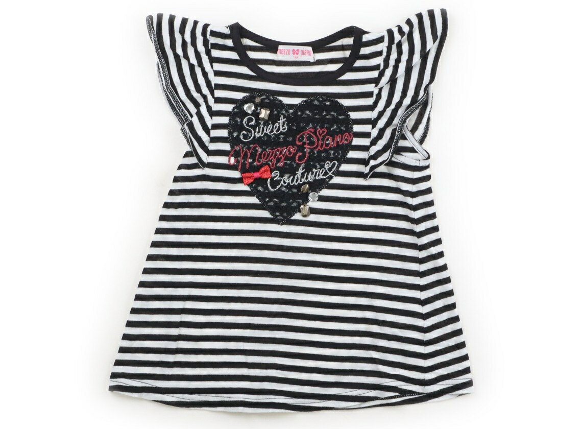 メゾピアノ mezzo piano Tシャツ・カットソー 120 女の子 黒白・ボーダー 子供服 ベビー服 キッズ アウトレット ユーズド 【中古】キッズ・ベビー・マタニティ
