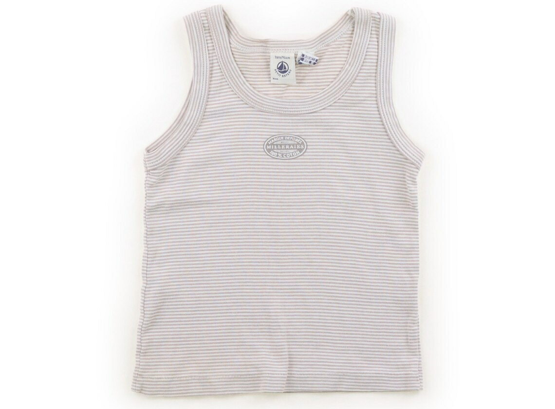 プチバトー PETIT BATEAU タンクトップ・キャミソール 90 男の子 グレージュ・ボーダー 子供服 ベビー服 キッズ アウトレット ユーズド 【中古】キッズ・ベビー・マタニティ