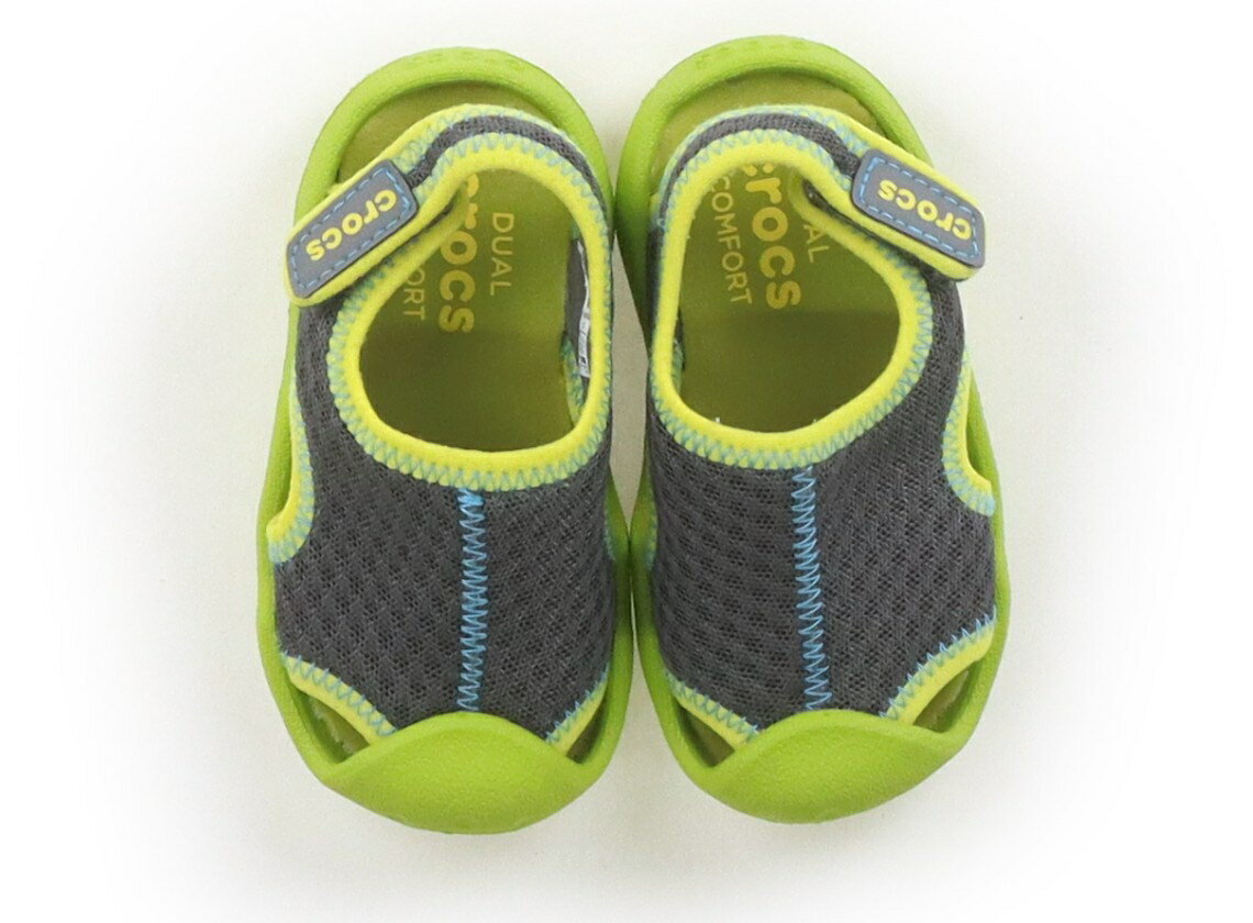 クロックス CROCS サンダル 靴14cm〜 男の子 黄緑、グレー 子供服 ベビー服 キッズ アウトレット ユーズド 【中古】キッズ・ベビー・マタニティ