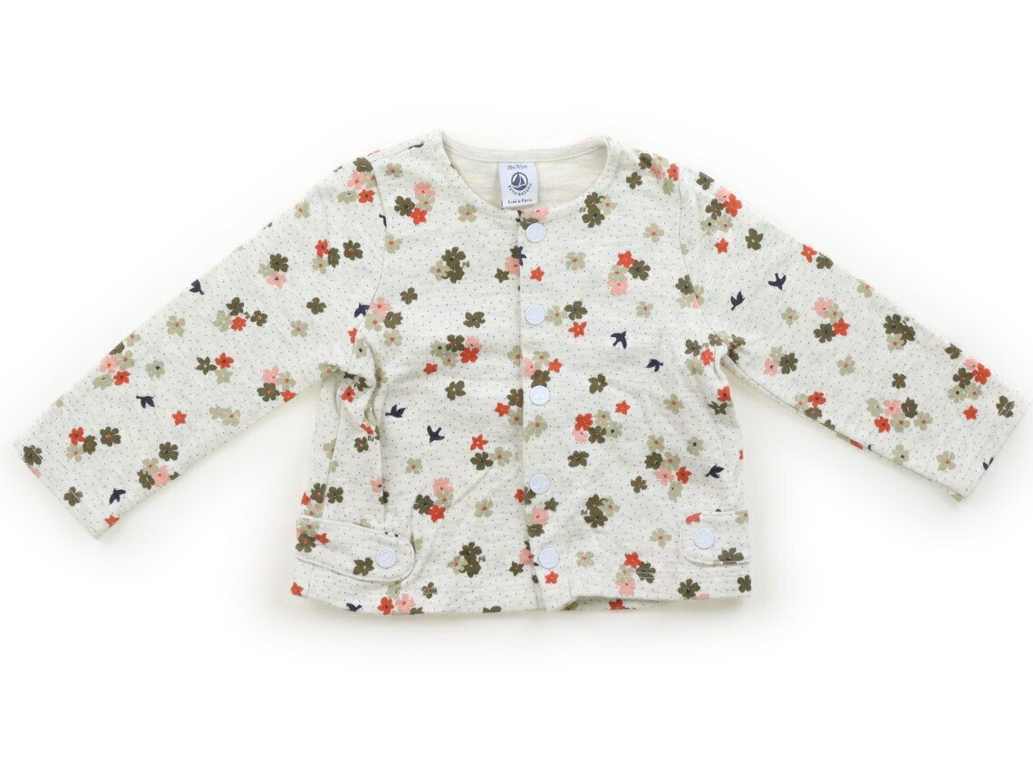 プチバトー PETIT BATEAU カーディガン 80 女の子 杢グレー・カーキ・レッド・花柄 子供服 ベビー服 キッズ アウトレット ユーズド 【中古】キッズ・ベビー・マタニティ