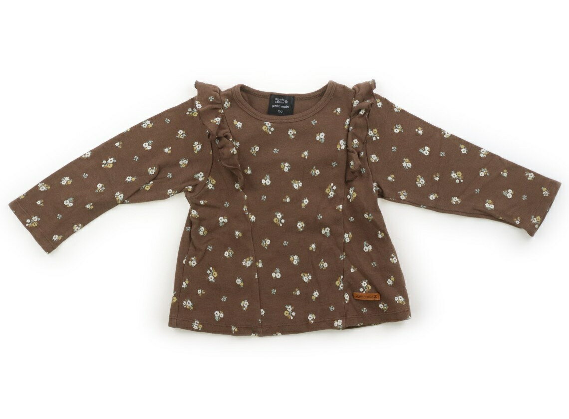 プティマイン petit main Tシャツ・カットソー 100 女の子 ブラウン、花柄 子供服 ベビー服 キッズ アウトレット ユーズド 【中古】キッズ・ベビー・マタニティ