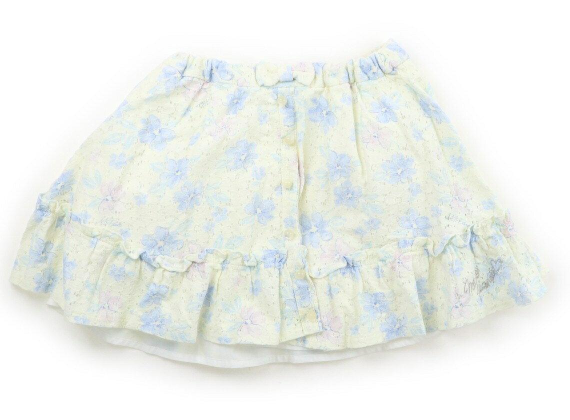 メゾピアノ mezzo piano スカート 140 女の子 ライトイエロー・青花柄 子供服 ベビー服 キッズ アウトレット ユーズド 【中古】キッズ・ベビー・マタニティ