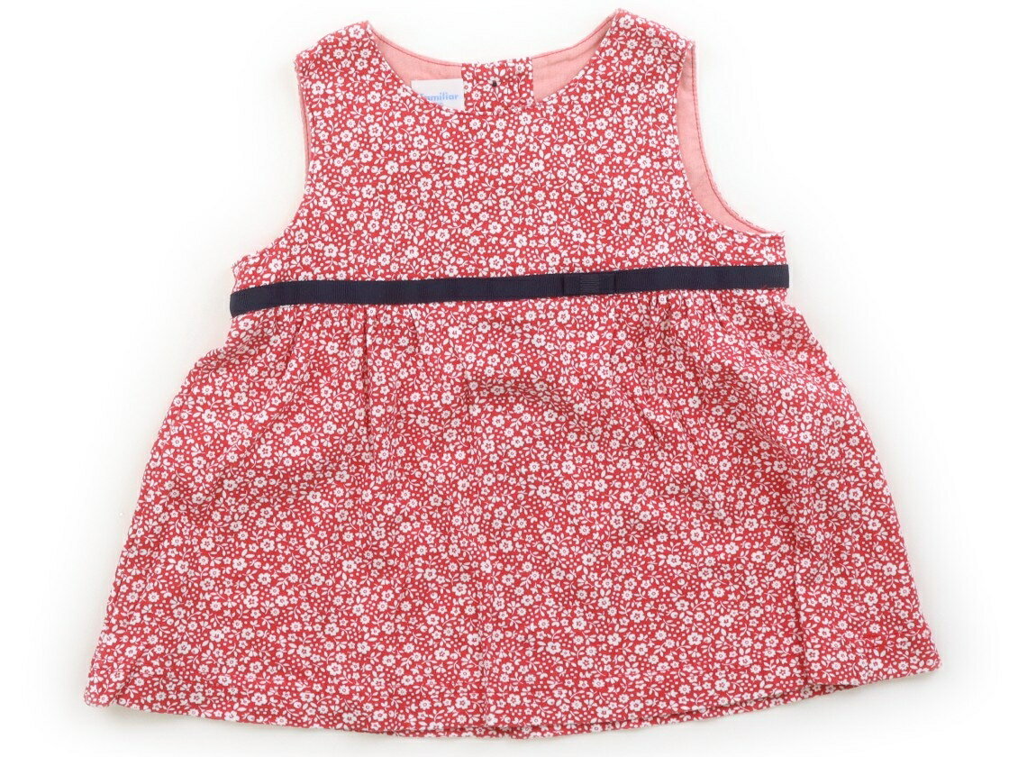 ファミリア familiar ワンピース 80 女の子 レッド・ホワイト・総柄 子供服 ベビー服 キッズ アウトレット ユーズド 【中古】キッズ・ベビー・マタニティ