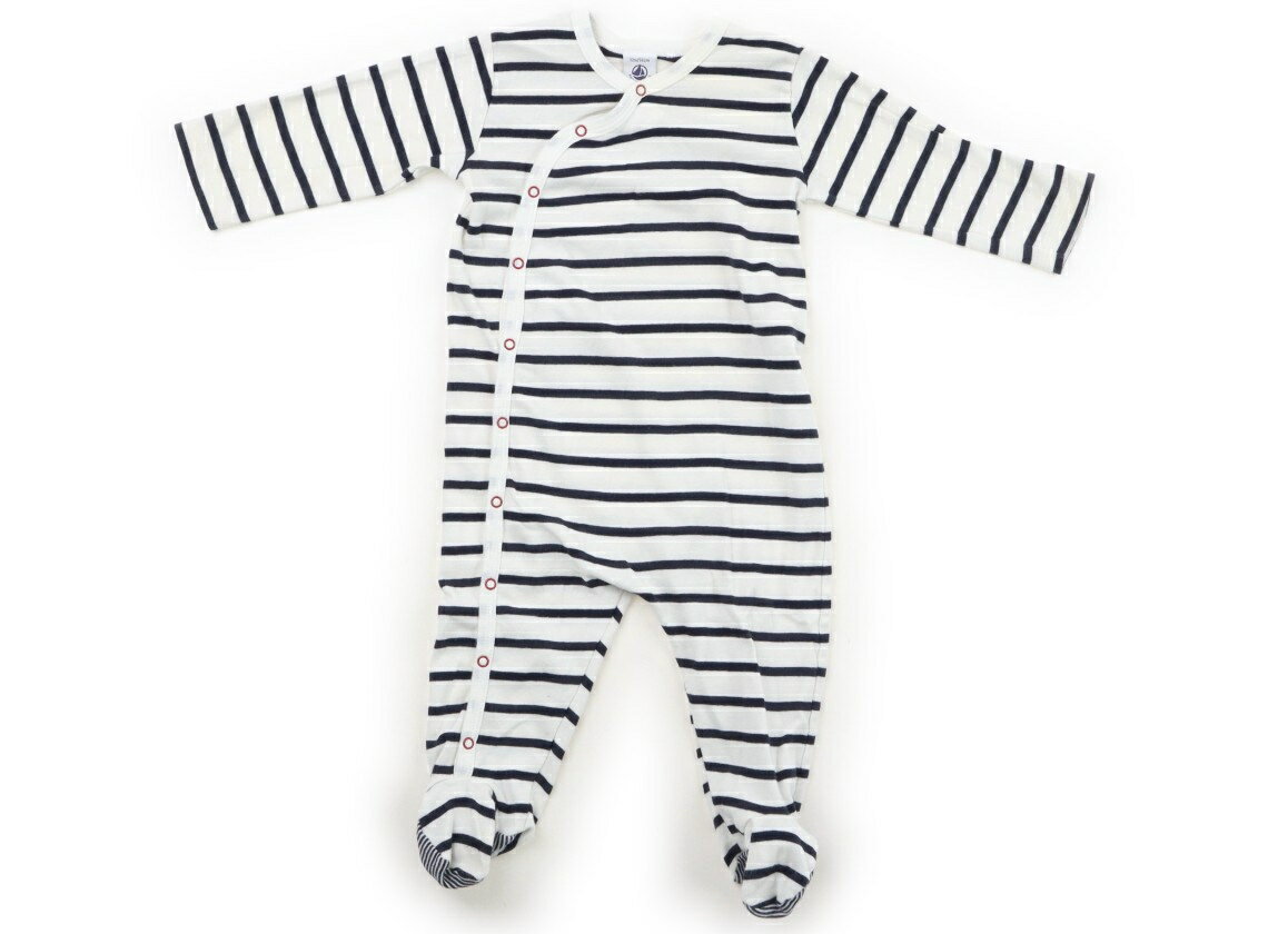 プチバトー PETIT BATEAU オールインワン 70 男の子 紺白ボーダー 子供服 ベビー服 キッズ アウトレット ユーズド 【中古】キッズ・ベビー・マタニティ