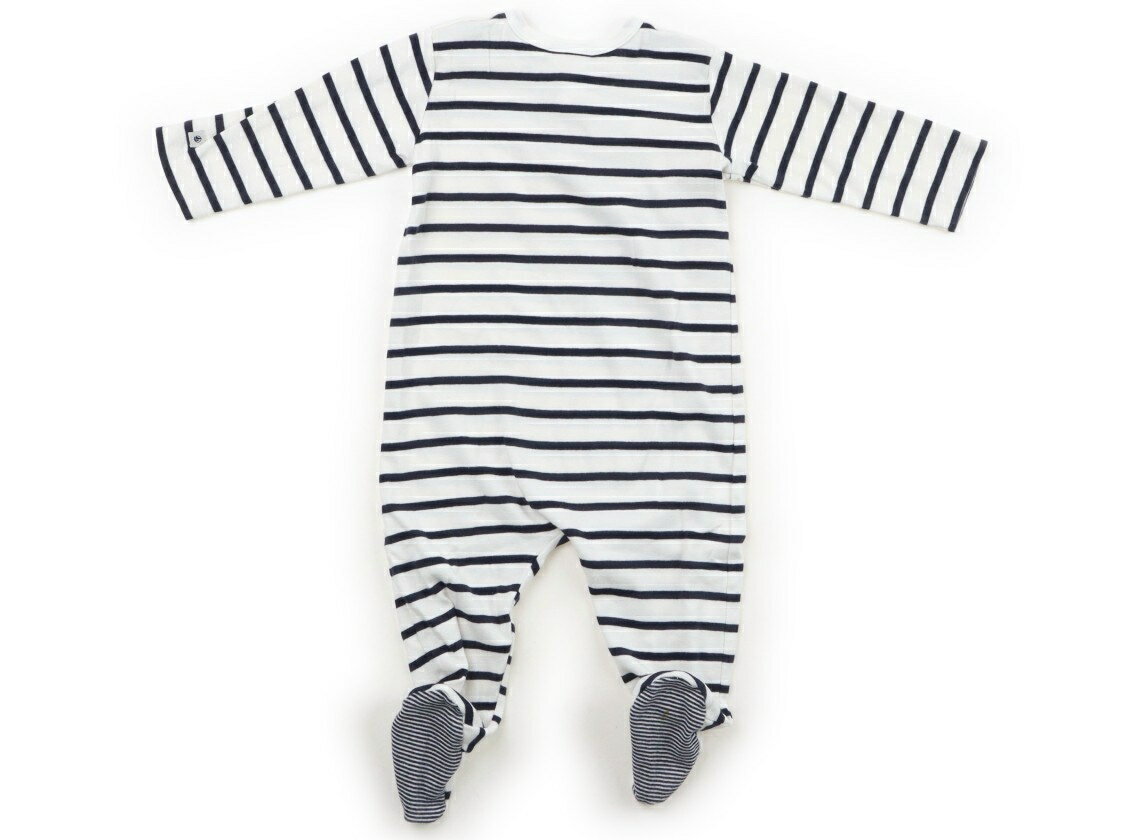 プチバトー PETIT BATEAU オールインワン 70 男の子 紺白ボーダー 子供服 ベビー服 キッズ アウトレット ユーズド 【中古】キッズ・ベビー・マタニティ 2