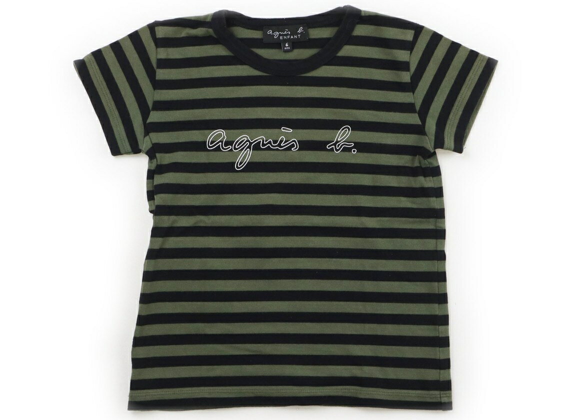 アニエスベー agnes.b Tシャツ・カットソー 110 男の子 カーキ・黒・ボーダー 子供服 ベビー服 キッズ アウトレット ユーズド 【中古】キッズ・ベビー・マタニティ