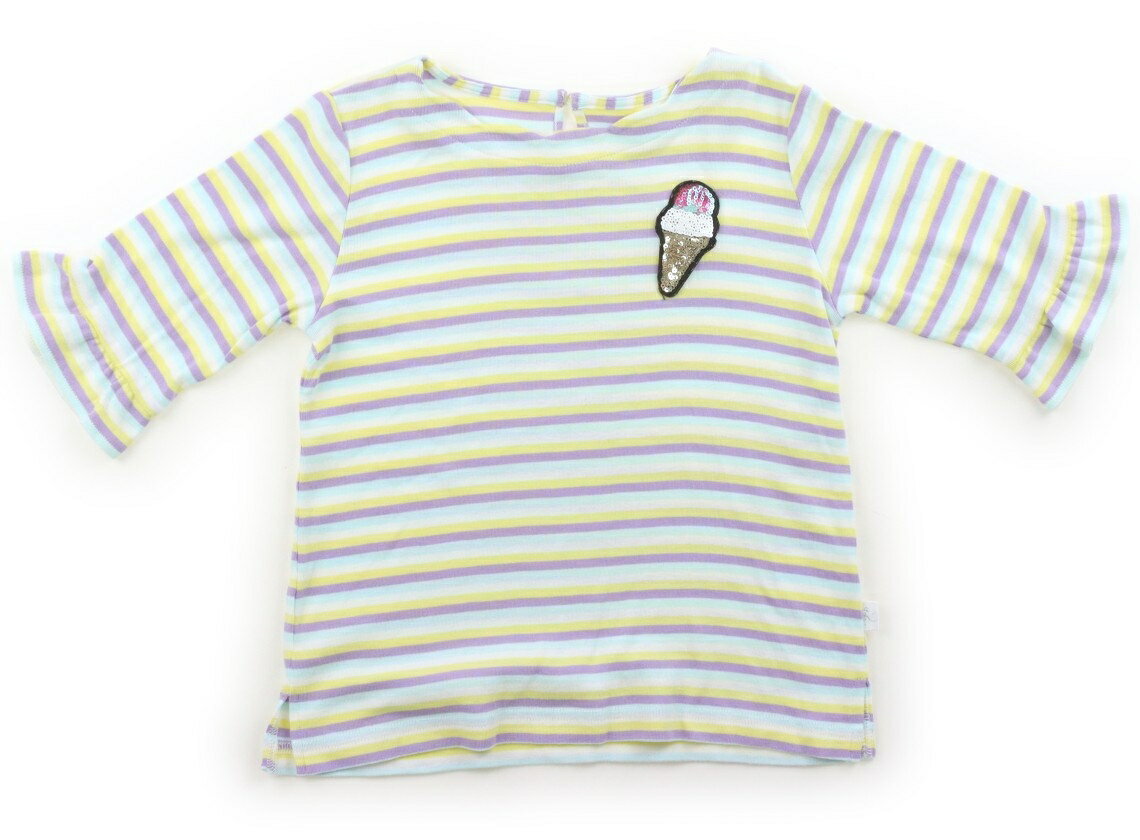 組曲 Kumikyoku Tシャツ・カットソー 120 女の子 パステルパープル・イエロー・パステルブルーボーダー 子供服 ベビー服 キッズ アウトレット ユーズド 【中古】キッズ・ベビー・マタニティ