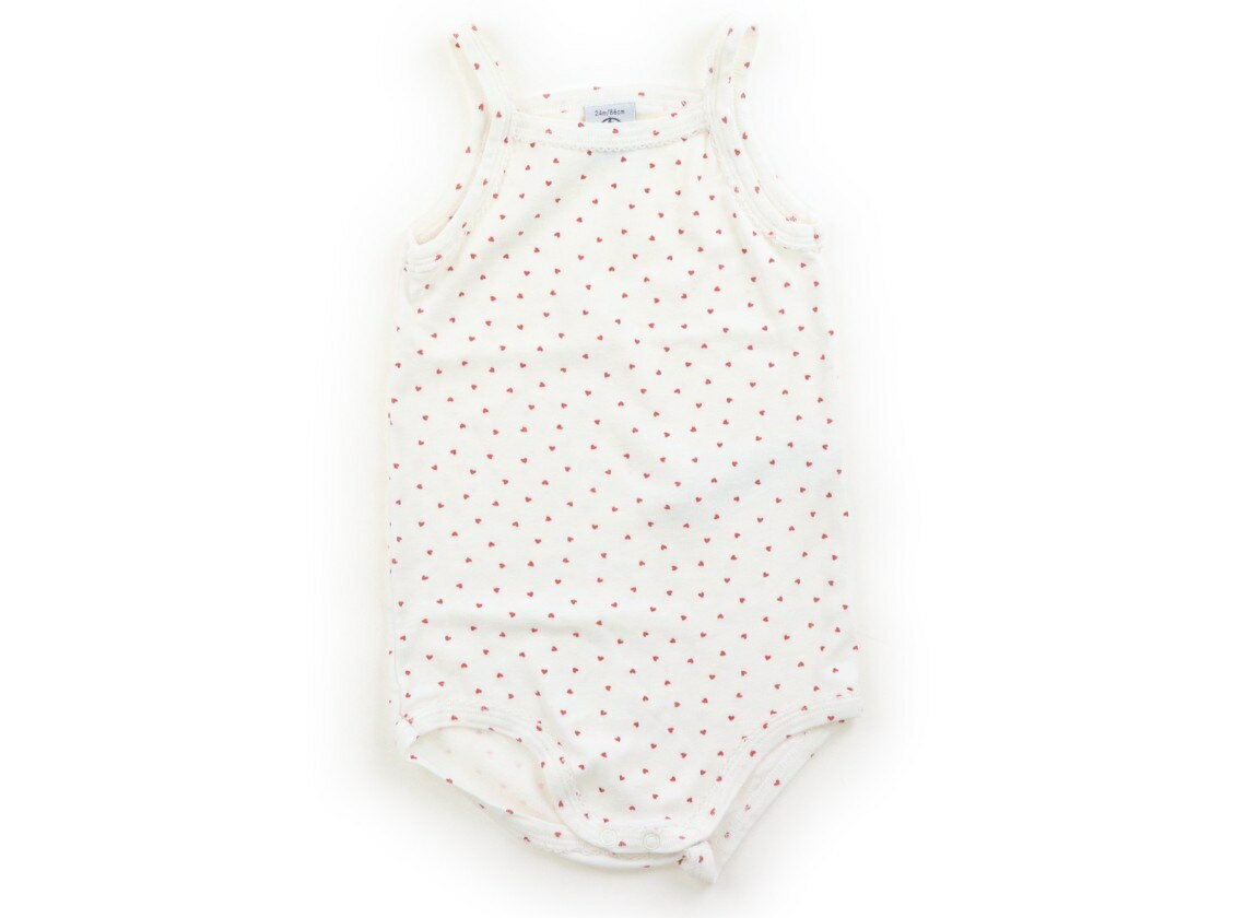 プチバトー PETIT BATEAU ロンパース 80 女の子 オフホワイト、ハート柄 子供服 ベビー服 キッズ アウトレット ユーズド 【中古】キッズ・ベビー・マタニティ
