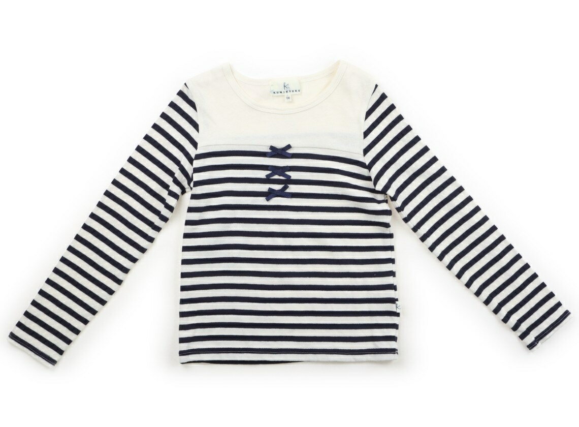 組曲 Kumikyoku Tシャツ・カットソー 130 女の子 ネイビー・ホワイトボーダー 子供服 ベビー服 キッズ アウトレット ユーズド 【中古】キッズ・ベビー・マタニティ