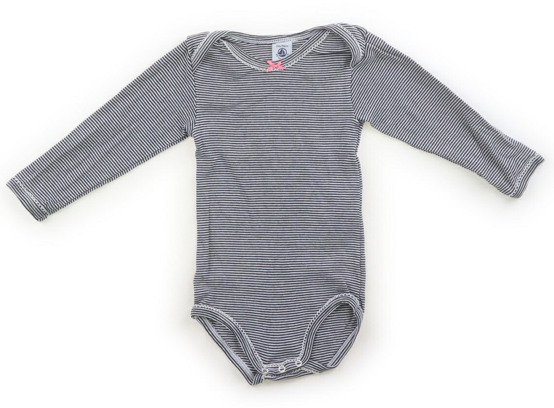 プチバトー PETIT BATEAU ロンパース 80 女の子 ボーダー、白、ネイビー 子供服 ベビー服 キッズ アウトレット ユーズド 中古 キッズ・ベビー・マタニティ