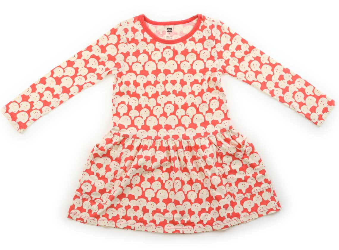 ティー Tea/Tea Collction ワンピース 110 女の子 朱色・ベージュ・総柄 子供服 ベビー服 キッズ アウトレット ユーズド キッズ・ベビー・マタニティ