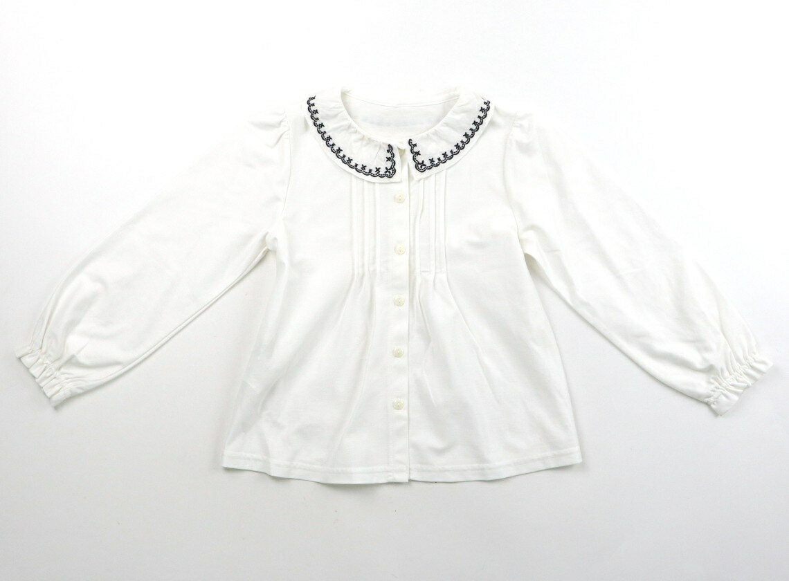 組曲 Kumikyoku シャツ・ブラウス 110 女の子 白・紺・花柄刺繍 子供服 ベビー服 キッズ アウトレット ユーズド 【中古】キッズ・ベビー・マタニティ