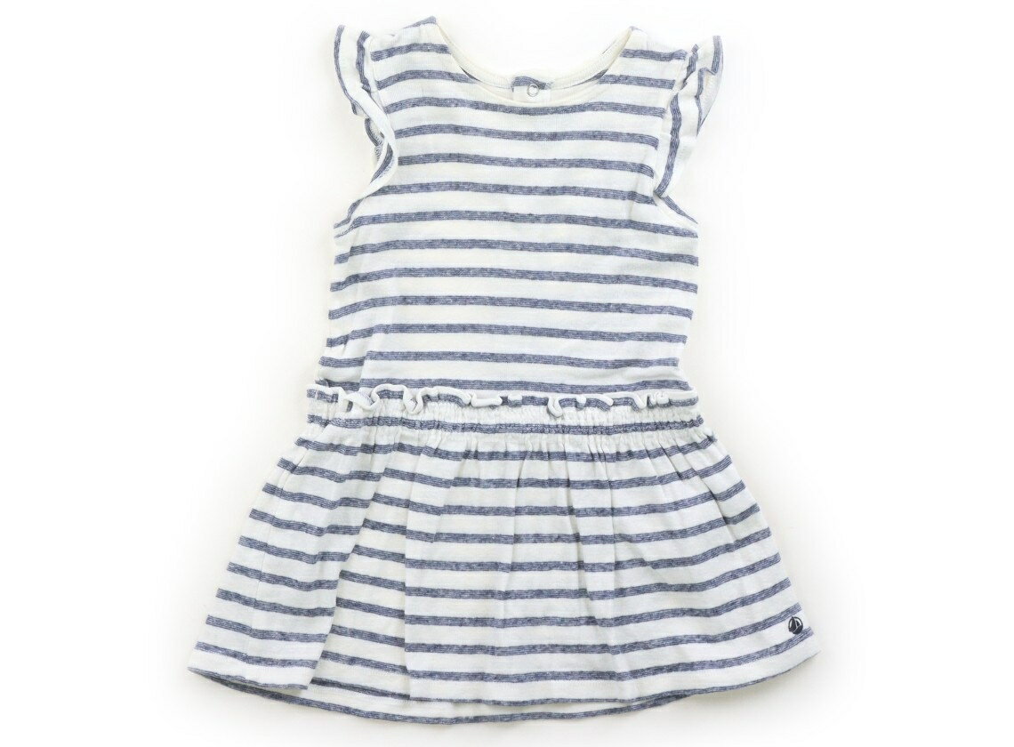 プチバトー PETIT BATEAU ワンピース 80 女の子 ボーダー、白、ネイビー 子供服 ベビー服 キッズ アウトレット ユーズド 【中古】キッズ・ベビー・マタニティ