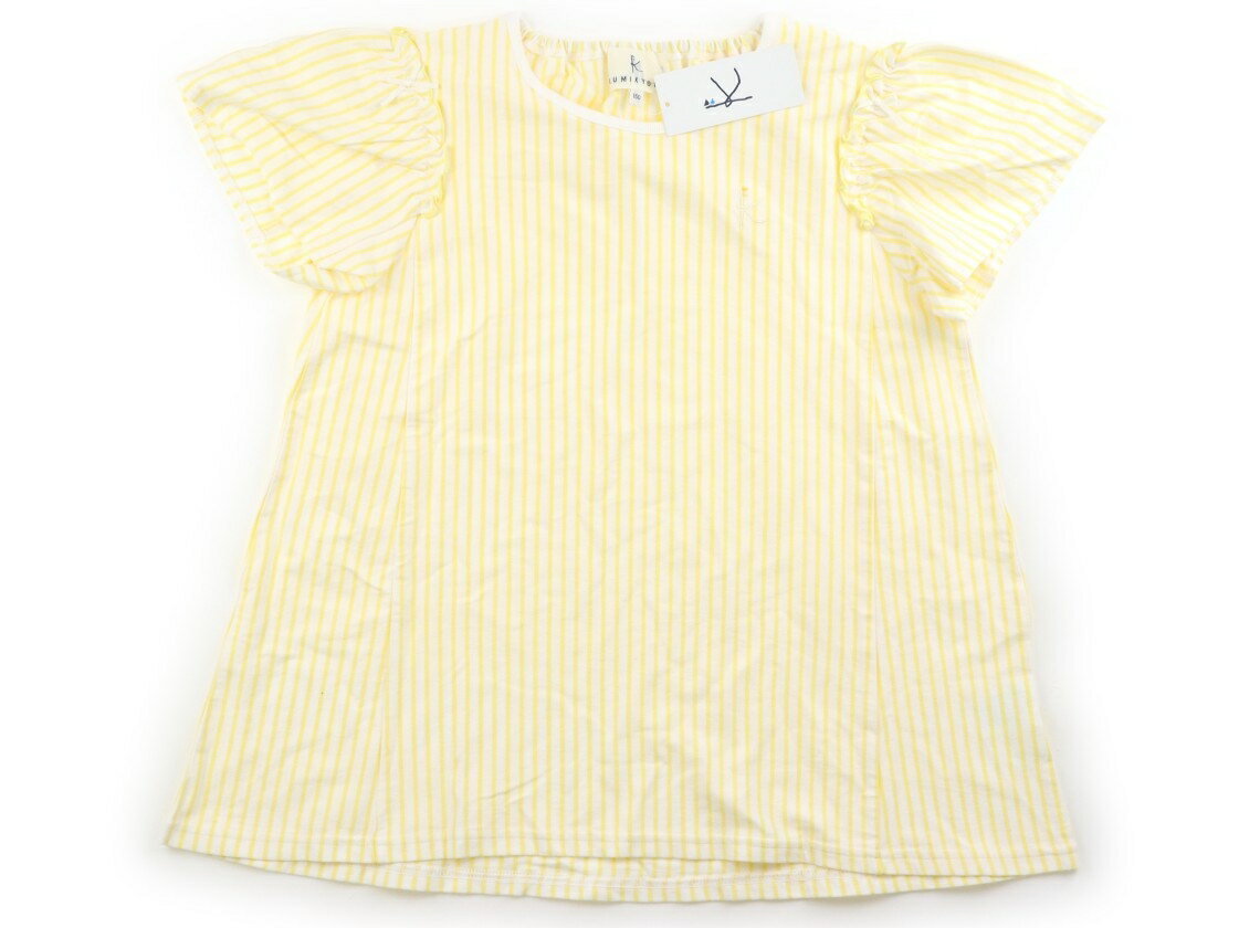 組曲 Kumikyoku Tシャツ・カットソー 150 女の子 白、黄色ストライプ、フリル 子供服 ベビー服 キッズ アウトレット ユーズド 【中古】キッズ・ベビー・マタニティ