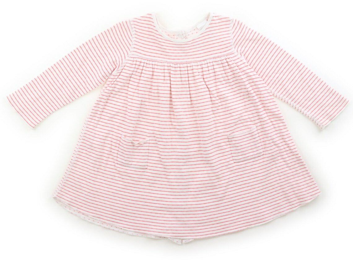 プチバトー PETIT BATEAU ワンピース 80 女の子 ピンク、白、ボーダー 子供服 ベビー服 キッズ アウトレット ユーズド 【中古】キッズ・ベビー・マタニティ