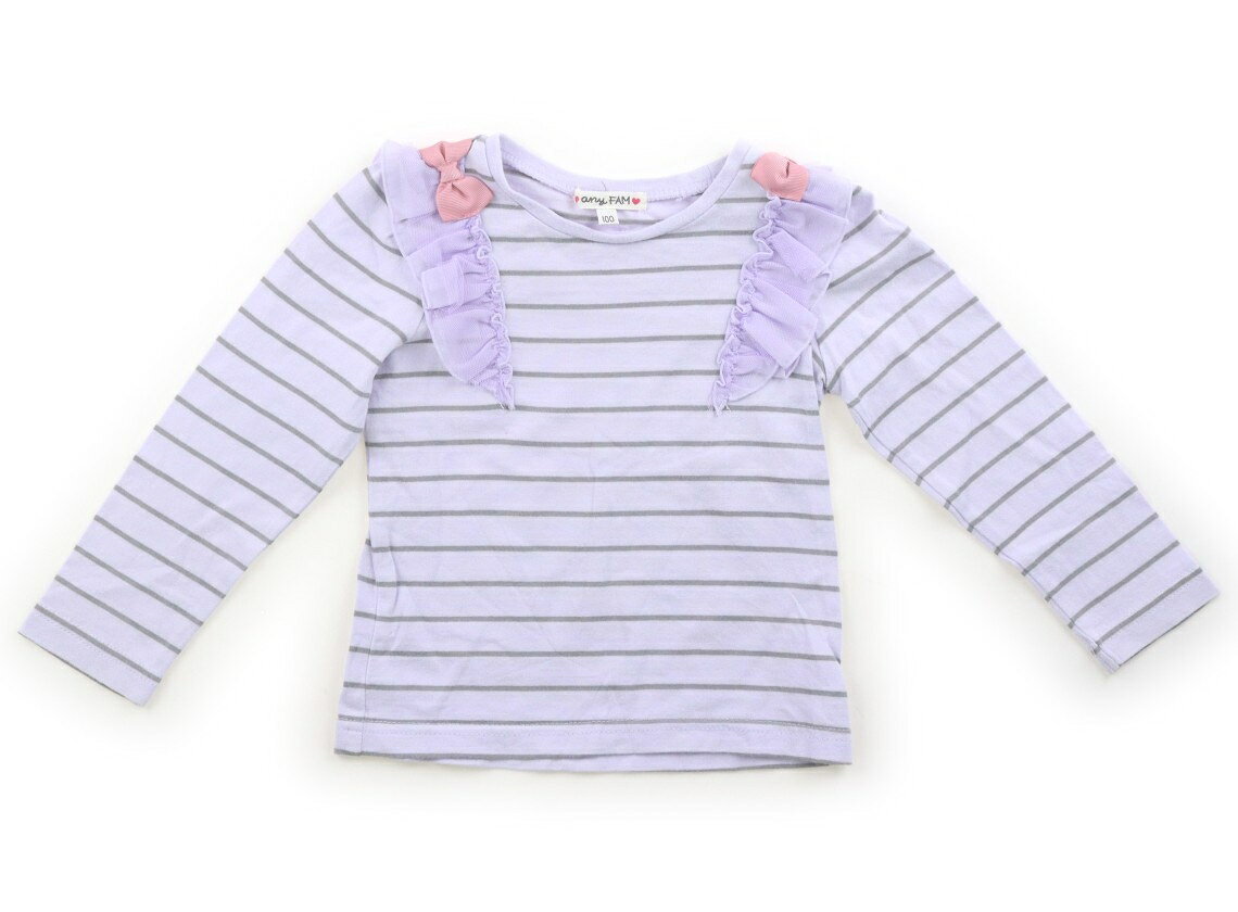 Rakuten - エニィファム anyFAM Tシャツ・カットソー 100 女の子 ラベンダーグレーボーダー 子供服 ベビー服 キッズ アウトレット ユーズド 【中古】キッズ・ベビー・マタニティ