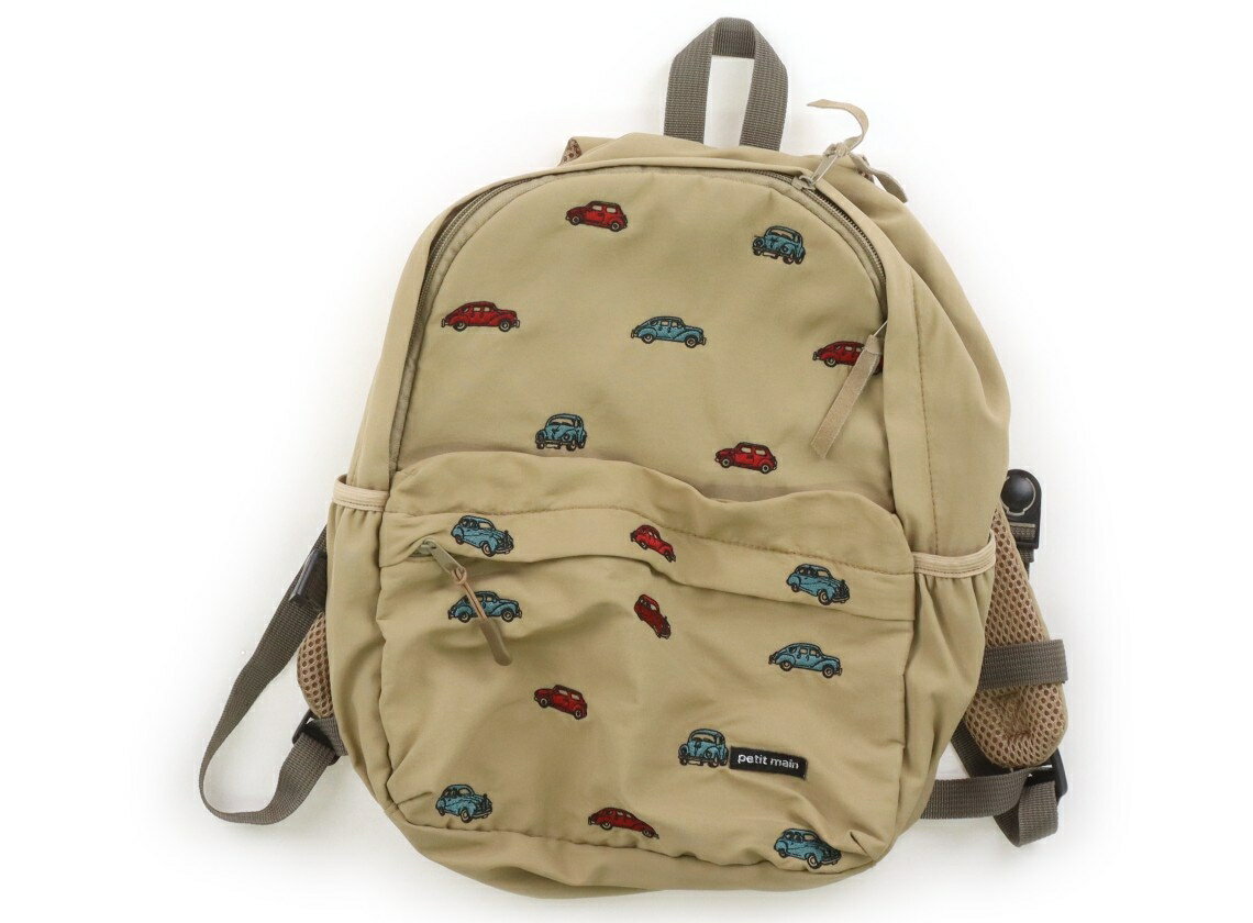 　ブランド 　petit main(プティマイン) 　カテゴリー 　リュックサック 　サイズ 　キッズ用品 　色 　ベージュ、車の刺繍柄 　状態 　★★（返品不可） 　記名 　なし 　ジャンル 　Boy 約32.4×24.2×10.4cm。底や上部にシミがありますが、まだ活躍してくれそうです。 ＊【状態】【サイズ】に関しての詳しい説明はこちら