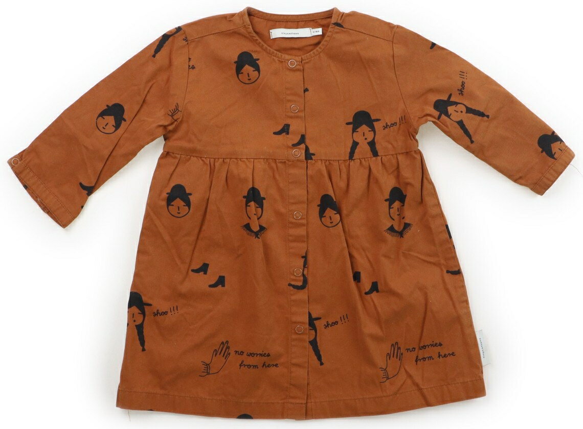 タイニーコットンズ TINY COTTONS ワンピース 80 女の子 テラコッタ・総柄 子供服 ベビー服 キッズ アウトレット ユーズド 【中古】キッズ・ベビー・マタニティ