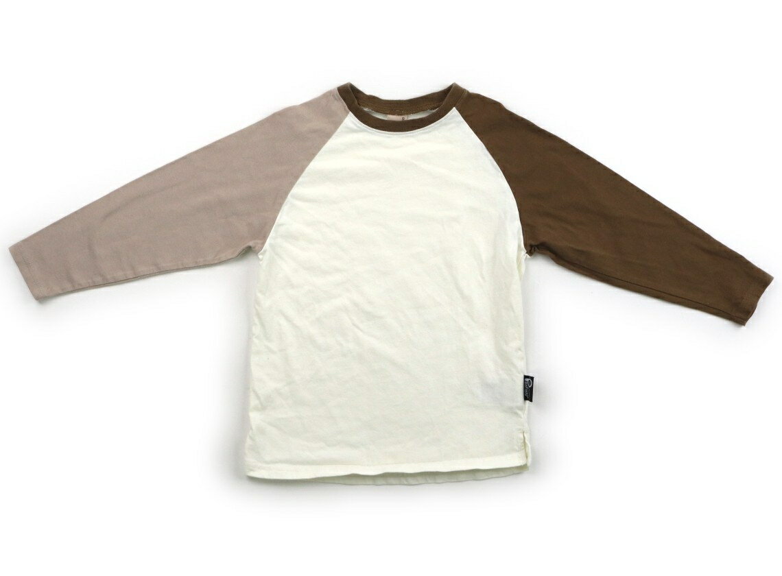 プティマイン petit main Tシャツ・カットソー 120 男の子 茶　オフホワイト　そで刺しゅう 子供服 ベビー服 キッズ アウトレット ユーズド 【中古】キッズ・ベビー・マタニティ