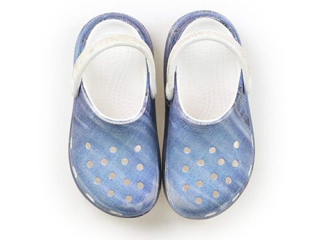クロックス CROCS サンダル 靴18cm〜 女の子 ブルー・ホワイト・ラメ 子供服 ベビー服 キッズ アウトレット ユーズド 【中古】キッズ・ベビー・マタニティ