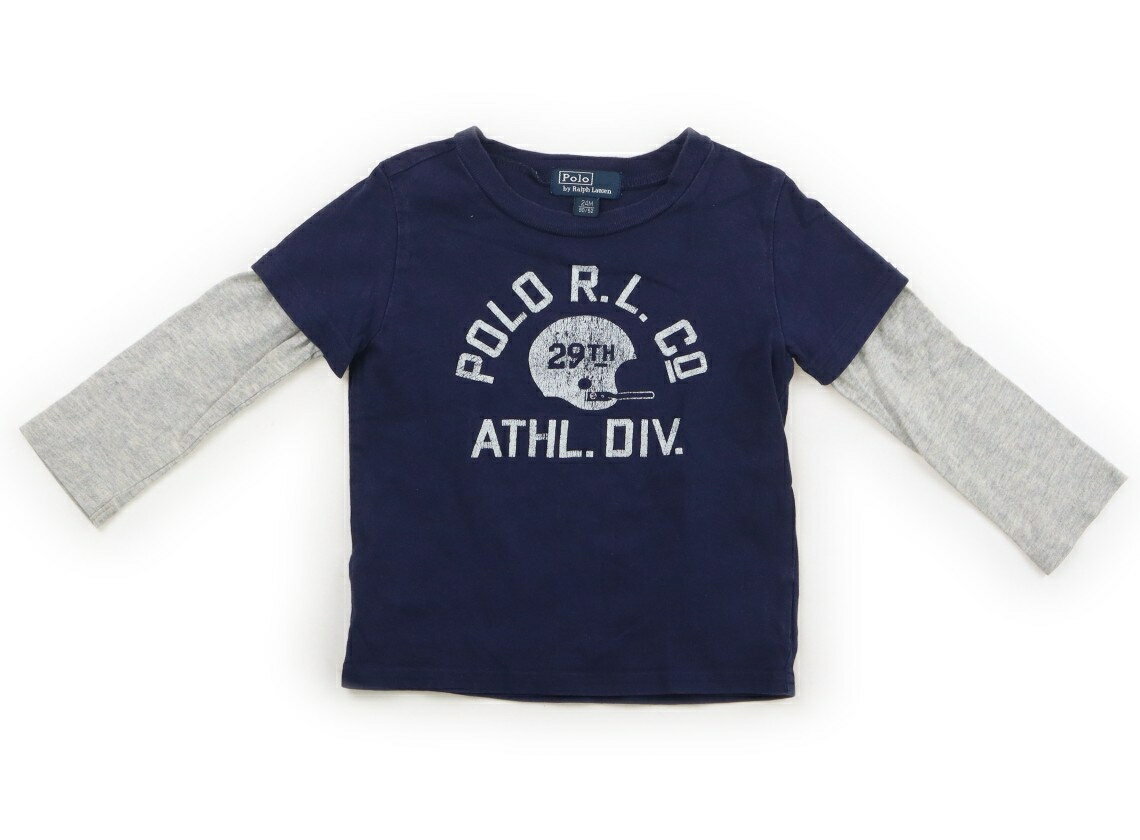 Rakuten - ポロラルフローレン POLO RALPH LAUREN Tシャツ・カットソー 90 男の子 ネイビー、グレー、白い英文字 子供服 ベビー服 キッズ アウトレット ユーズド 【中古】キッズ・ベビー・マタニティ