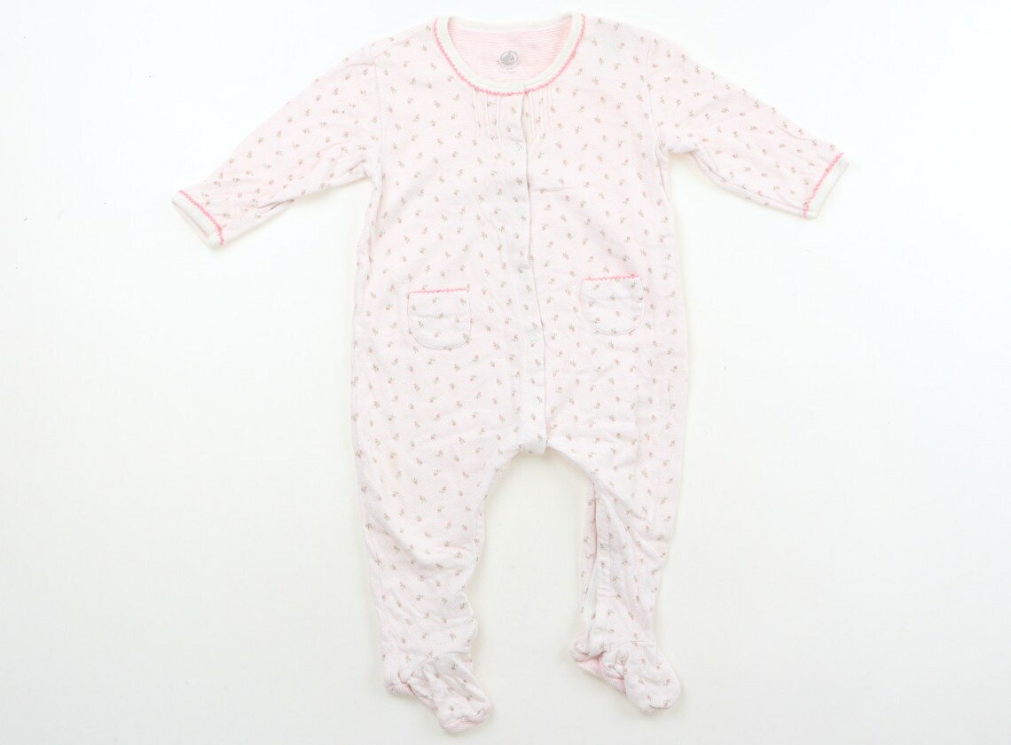 プチバトー PETIT BATEAU カバーオール 70 女の子 ライトピンク・花柄 子供服 ベビー服 キッズ アウトレット ユーズド 【中古】キッズ・ベビー・マタニティ