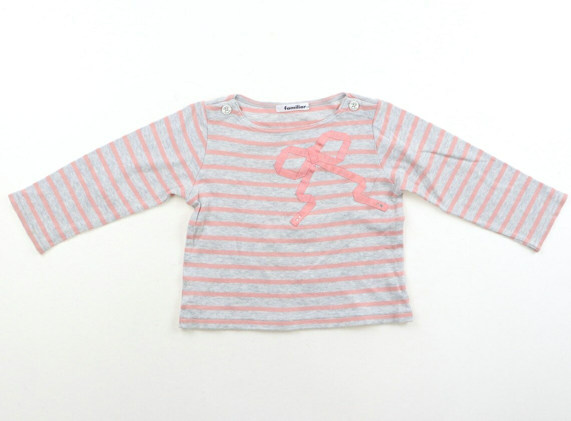 ファミリア familiar Tシャツ・カットソー 100 女の子 グレー、ピンク 子供服 ベビー服 キッズ アウトレット ユーズド 【中古】キッズ・ベビー・マタニティ