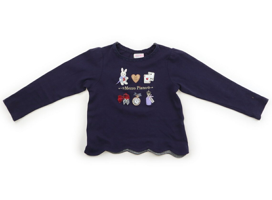 メゾピアノ mezzo piano Tシャツ・カットソー 130 女の子 ネイビー 子供服 ベビー服 キッズ アウトレット ユーズド 【中古】キッズ・ベビー・マタニティ