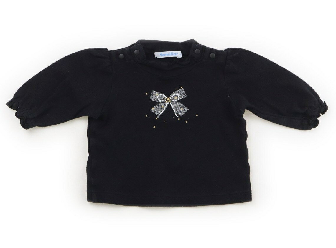ファミリア familiar Tシャツ・カットソー 70 女の子 ブラック・リボン 子供服 ベビー服 キッズ アウトレット ユーズド 【中古】キッズ・ベビー・マタニティ