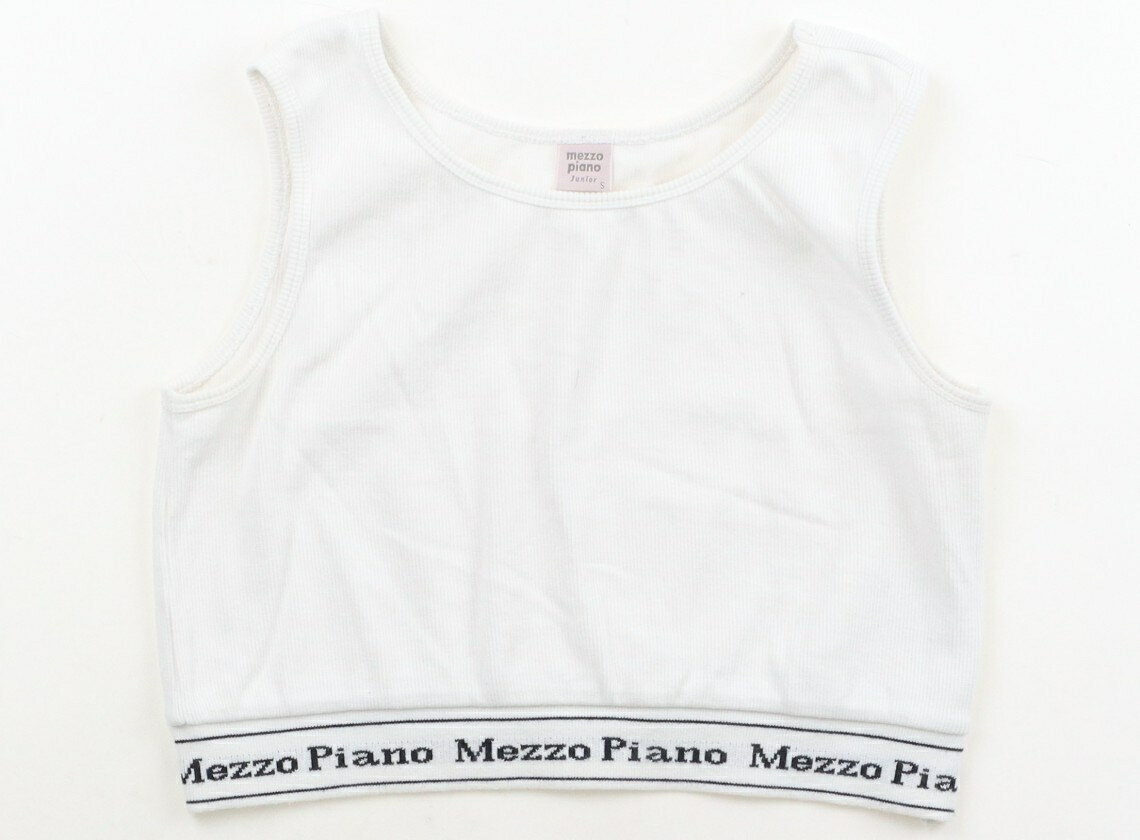 Mezzo Piano tank top/camisole, size 140, girls', white/black logo, children's clothing, baby clothes, kids' clothing, outlet, used. [Pre-owned] Kids, Baby, Maternity
