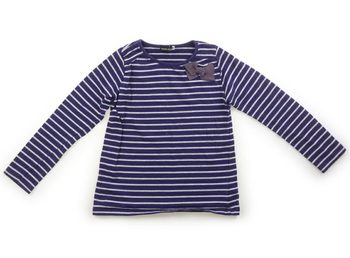 べべ BeBe Tシャツ・カットソー 130 女の子 モーヴ・グレー・ボーダー 子供服 ベビー服 キッズ アウトレット ユーズド 【中古】キッズ・ベビー・マタニティ