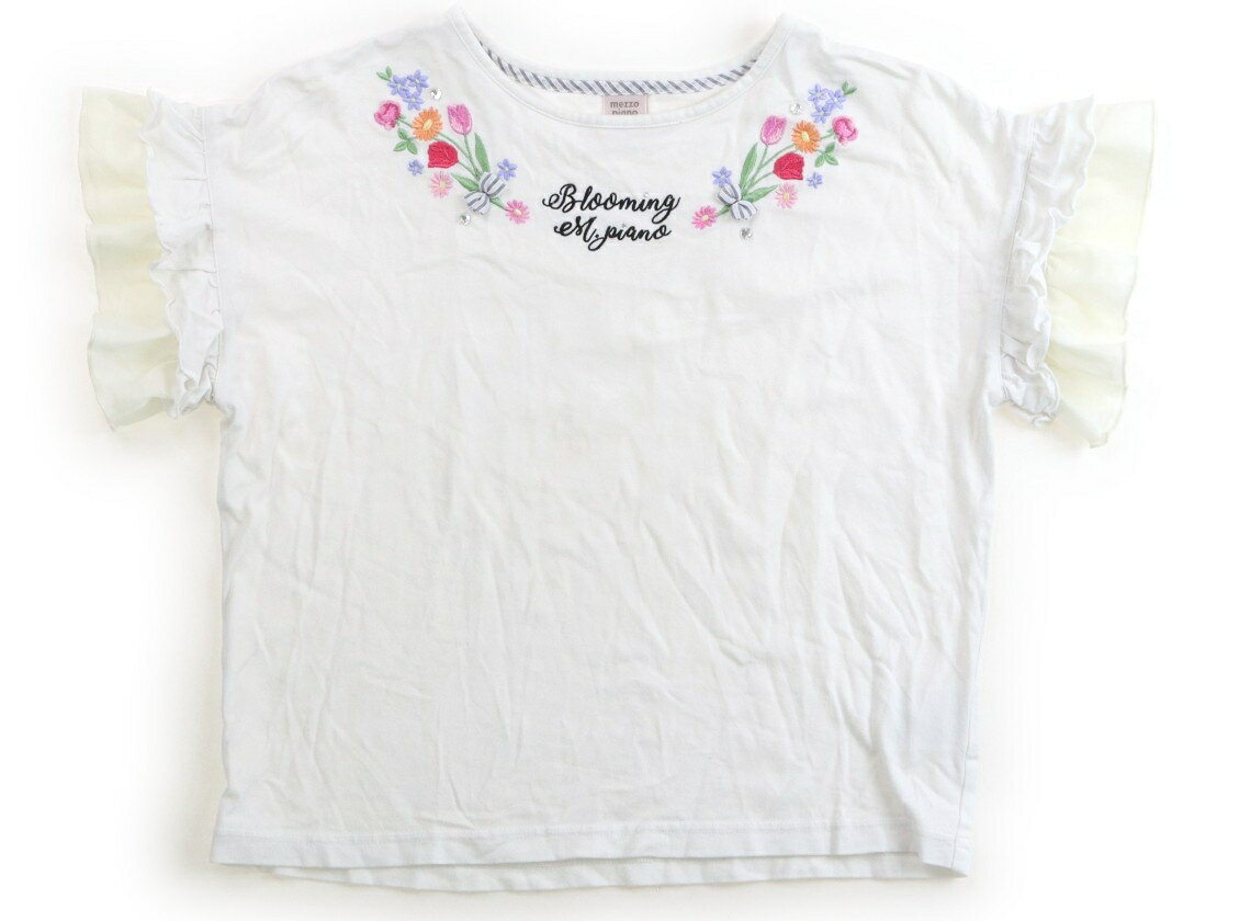 メゾピアノ mezzo piano Tシャツ・カットソー 140 女の子 ホワイト・カラフル花柄 子供服 ベビー服 キッズ アウトレット ユーズド 【中古】キッズ・ベビー・マタニティ