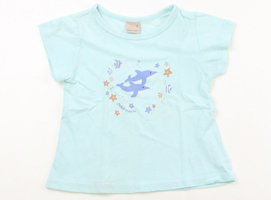 Rakuten - プティマイン petit main チュニック 90 女の子 ミントグリーン・イルカ・ヒトデ・魚 子供服 ベビー服 キッズ アウトレット ユーズド 【中古】キッズ・ベビー・マタニティ