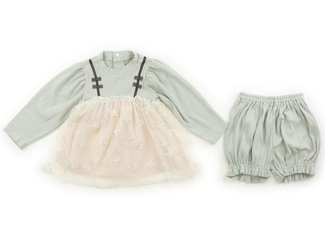 Rakuten - アプレレクール apres les cours チュニック 80 女の子 ダスティグリーン・ベージュ・ホワイトリボン 子供服 ベビー服 キッズ アウトレット ユーズド 【中古】キッズ・ベビー・マタニティ