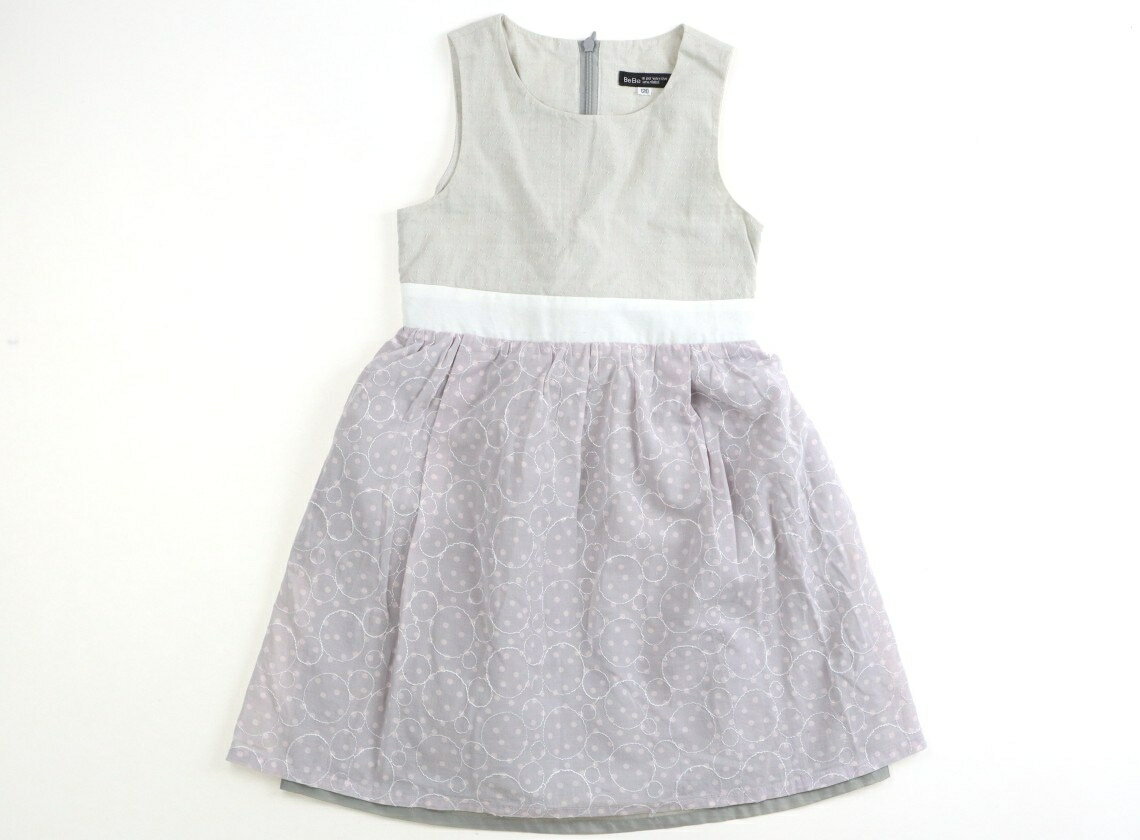 Rakuten - べべ BeBe ワンピース 120 女の子 ライトグレー・パステルピンク・ドット 子供服 ベビー服 キッズ アウトレット ユーズド 【中古】キッズ・ベビー・マタニティ