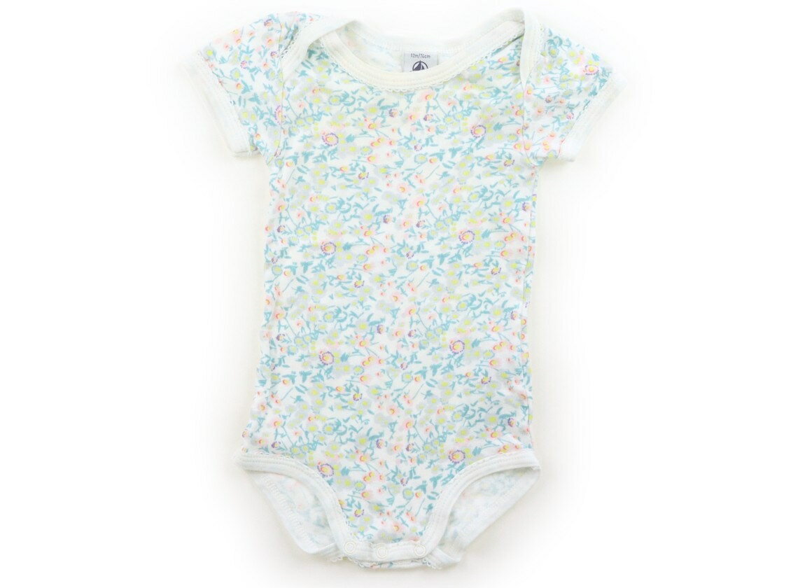 プチバトー PETIT BATEAU ロンパース 70 女の子 オフ地・グリーン・グレー・花柄 子供服 ベビー服 キッズ アウトレット ユーズド 【中古】キッズ・ベビー・マタニティ