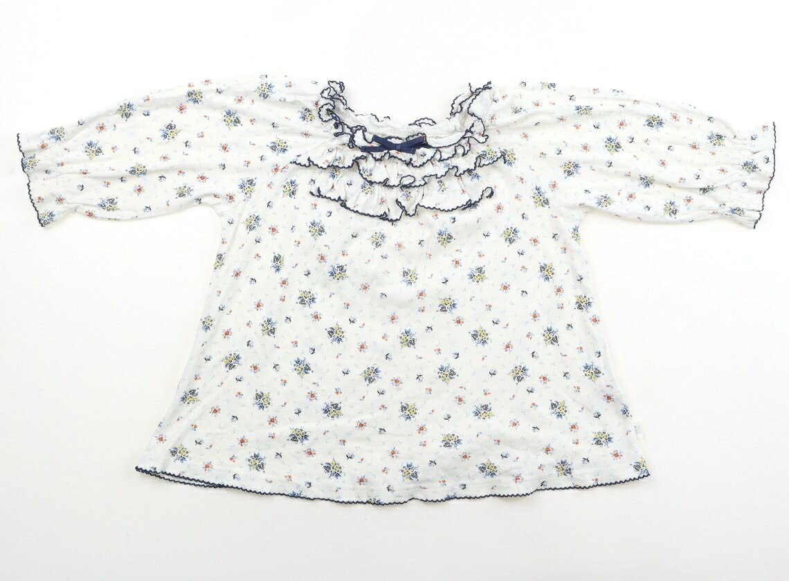 組曲 Kumikyoku チュニック 120 女の子 ホワイト・ネイビー×カラフル花柄 子供服 ベビー服 キッズ アウトレット ユーズド 【中古】キッズ・ベビー・マタニティ