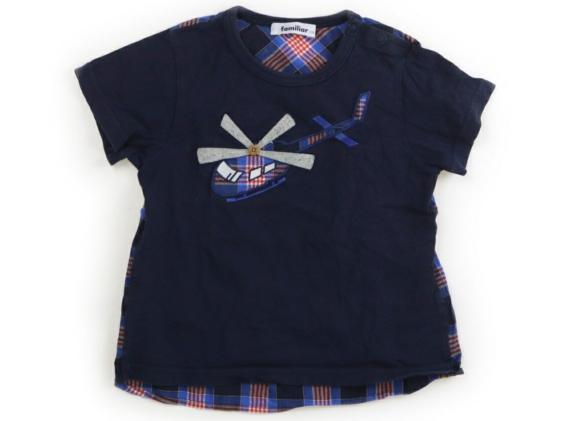 ファミリア familiar Tシャツ・カットソー 110 男の子 ネイビー・チェック 子供服 ベビー服 キッズ アウトレット ユーズド 【中古】キッズ・ベビー・マタニティ