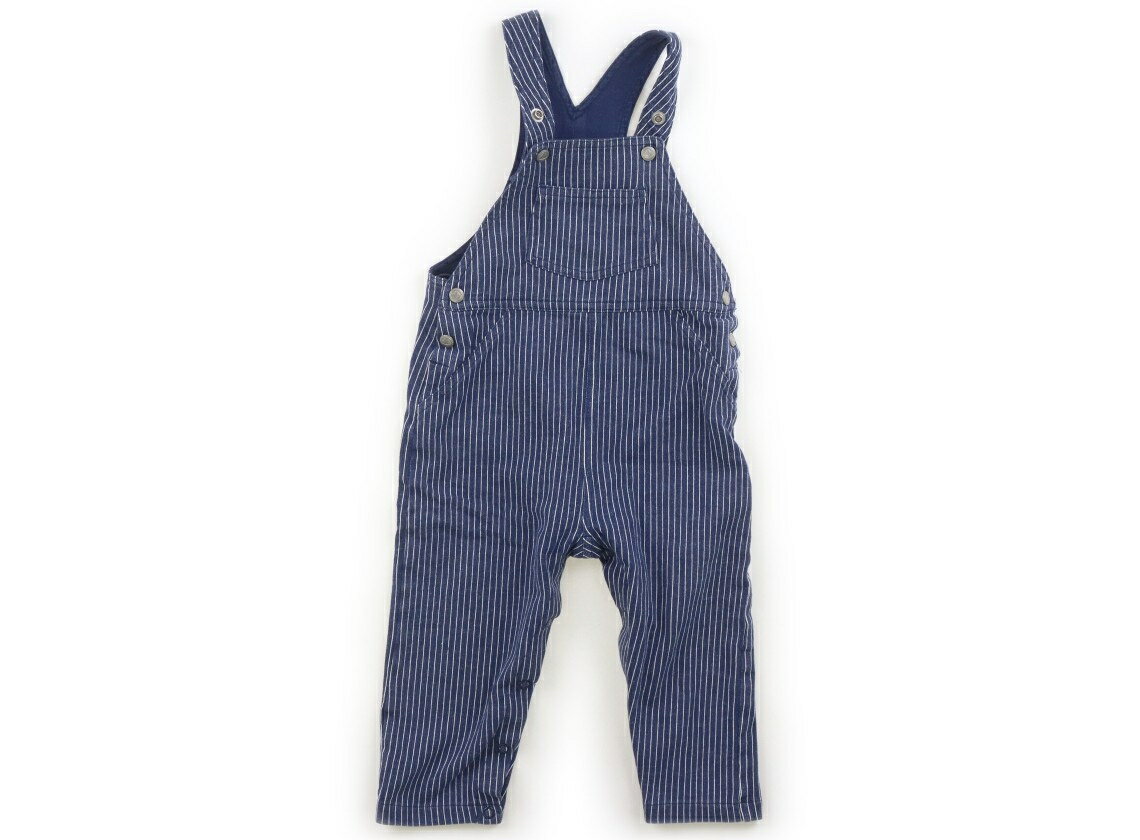 プチバトー PETIT BATEAU ベビーオーバーオール 80 男の子 紺・ストライプ 子供服 ...