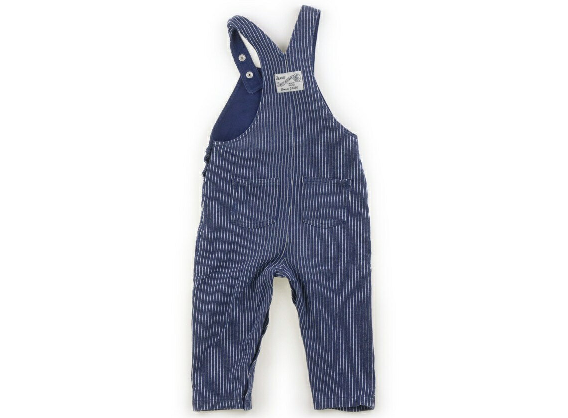 プチバトー PETIT BATEAU ベビーオーバーオール 80 男の子 紺・ストライプ 子供服 ...
