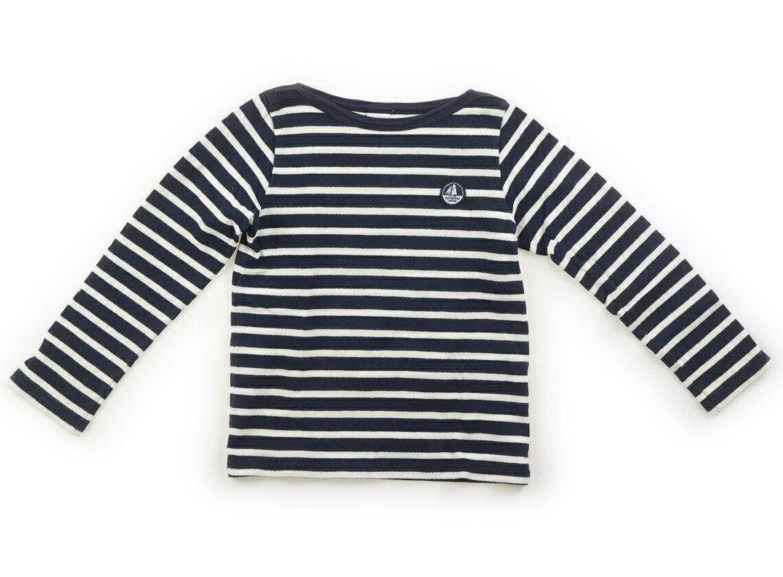 プチバトー PETIT BATEAU Tシャツ・カットソー 110 男の子 アイボリー・ネイビー・ボーダー 子供服 ベビー服 キッズ アウトレット ユーズド 【中古】キッズ・ベビー・マタニティ