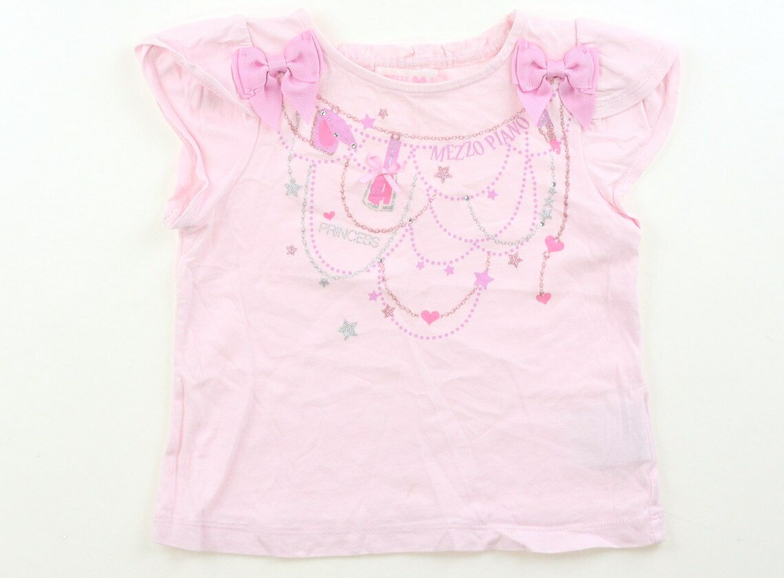 乐天商城 - メゾピアノ mezzo piano Tシャツ・カットソー 90 女の子 ライトピンク・リボン・ネックレスプリント 子供服 ベビー服 キッズ アウトレット ユーズド 【中古】キッズ・ベビー・マタニティ