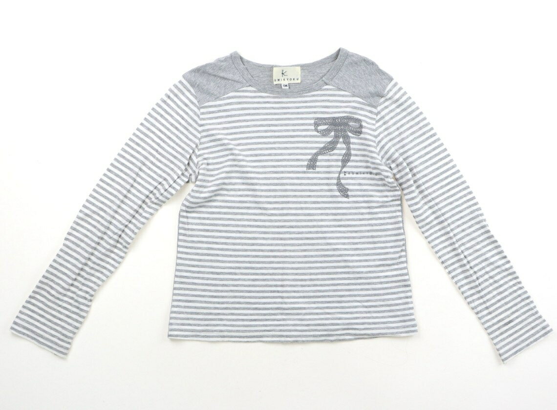 Rakuten - 組曲 Kumikyoku Tシャツ・カットソー 140 女の子 グレー・ボーダー・リボン 子供服 ベビー服 キッズ アウトレット ユーズド 【中古】キッズ・ベビー・マタニティ