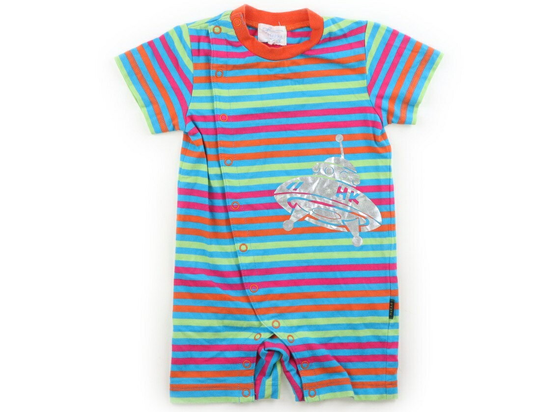 Rakuten - ハッカ HAKKA カバーオール 80 男の子 カラフルボーダー 子供服 ベビー服 キッズ アウトレット ユーズド 【中古】キッズ・ベビー・マタニティ
