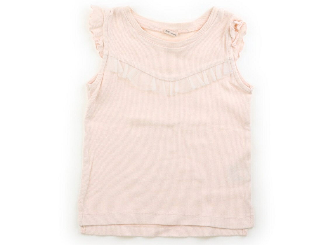 Petit Main tank top/camisole, size 110, girls', light pink with frills, children's clothing, baby clothes, kids' clothing, outlet, used. [Pre-owned] Kids, Baby, Maternity