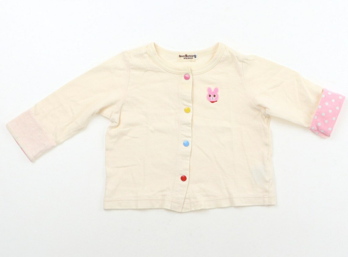 ホットビスケッツ Hot Biscuits カーディガン 80 女の子 クリーム・ピンク×ホワイトドット 子供服 ベビー服 キッズ アウトレット ユーズド 中古 キッズ・ベビー・マタニティ